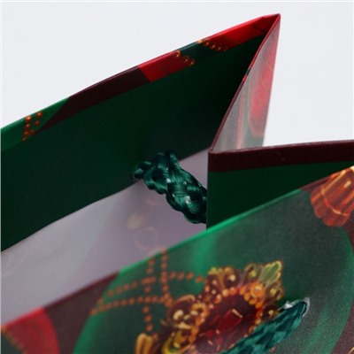 Пакет подарочный новогодний под бутылку, упаковка «Шары», 12×36×8.5 см