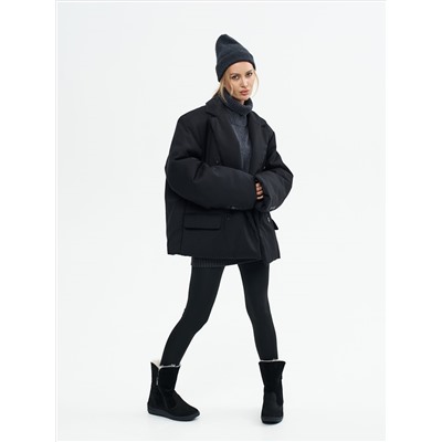 Полусапоги женские чёрные крейзи с замком на литой подошве