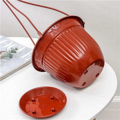 Кашпо для цветов «Венеция», 3 л, с подвесом, коричневое