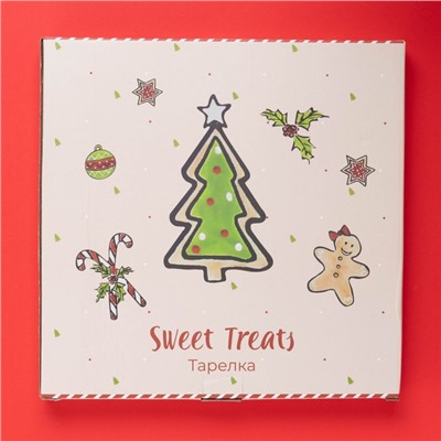 Тарелка новогодняя Доляна Sweet Treats, d=27.3 см, керамика, белая