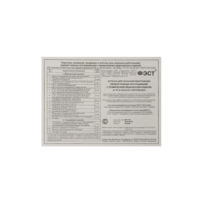 Аптечка для оказания первой помощи работникам «ФЭСТ», приказ 262н, сумка 0370