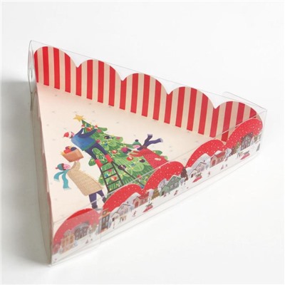 Коробка для кондитерских изделий новогодняя с пластиковой крышкой Friends, 18×18×4 см