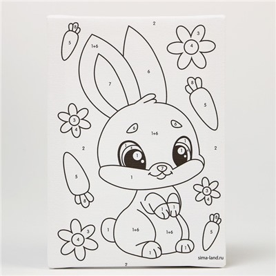 Картина по номерам для детей «Зайка с морковками», 21×15 см