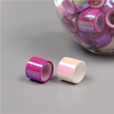 Клейкая лента пластик в банке «Перл. Белый и фуксия», набор 40 шт., 1.2 см, дл.0.9 м, 7×7×9 см