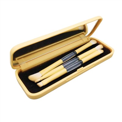 Nail Art Набор кистей для макияжа в футляре с зеркалом, 3 шт., желтый 27709