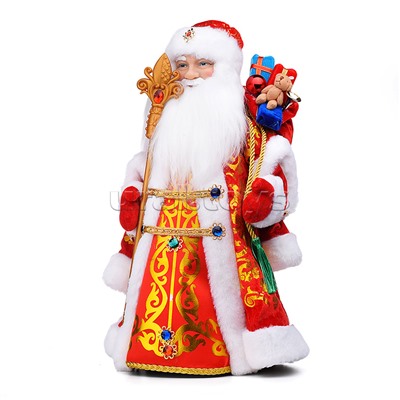 Сувенир музыкальный "Дед Мороз в красной шубе с мешком и посохом,с мелодией, 50см