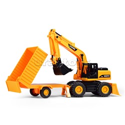 Экскаватор "Многофункциональный" с прицепом, 1:14 (свет, звук) в коробке