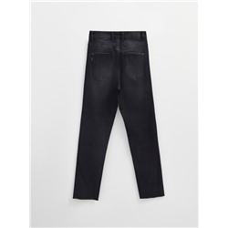 Mom Fit CONTE CON-661 Черные джинсы mom с эффектом потертости и необработанным краем