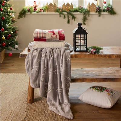 Плед светящийся в темноте «Этель. Олени», 150×200 см, корал-флис 220 г/м²