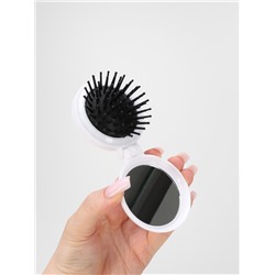 Расчёска массажная «Котики», складная, с зеркалом, d=6.5 см, МИКС