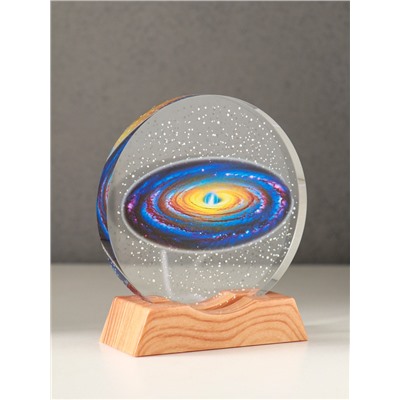 Световая фигурка стекло «Диск. Голограмма: Млечный путь», 5×LED, d=10 см, USB, цветной, 10×4×11.4 см