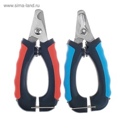 Когтерез боковой большой, с нескользящими ручками, отверстие 15 мм, чёрный, голубой