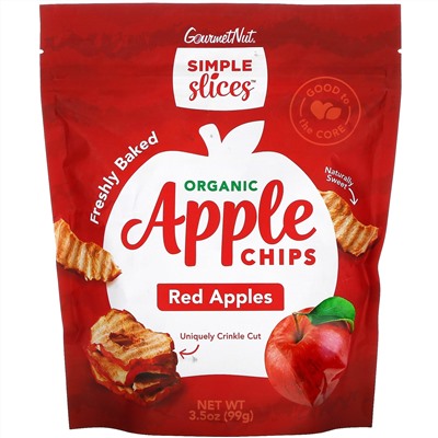 Simple Slices, Organic Apple Chips, Red Apples, 3.5 oz (99 g)