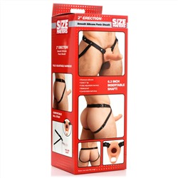 Телесный полый страпон на черных регулируемых ремешках 2’’ Erection Smooth Silicone Penis Sheath