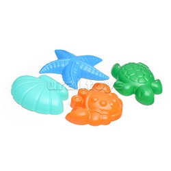 Набор №290: ведро-крепость большое, совок №8, грабельки №8, формочки (краб №2 + морская звезда №2 + ракушка №2 + черепаха)