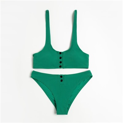 Купальник раздельный на пуговицах женский MINAKU, размер 48, зелёный