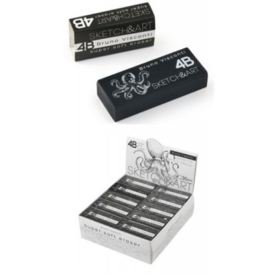 Ластик ХУДОЖЕСТВЕННЫЙ СУПЕРМЯГКИЙ "SKETCH ART" 4В 58х24х12 мм черный 42-0073 Bruno Visconti