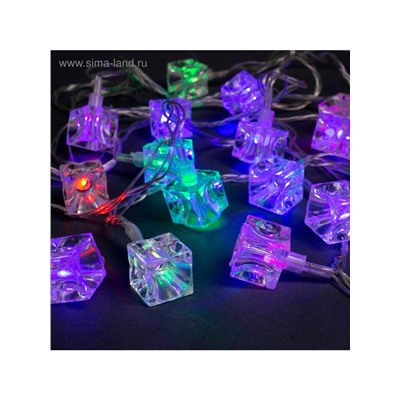 Гирлянда «Нить» 5 м с насадками «Кубики», IP20, прозрачная нить, 20 LED, свечение мульти (RG/RB), мигание, 220 В