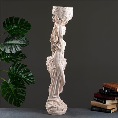 Фигура с кашпо «Девушка», 1.2 л, 900 мл, 20×29×96 см, гипс, бежевая