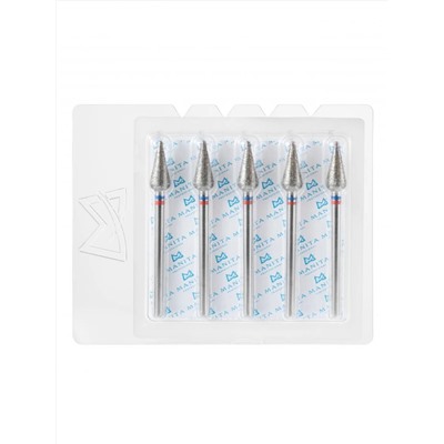 MANITA Фреза алмазная капля большая для аппаратного маникюра 866.104.260.125.050 ФАК-5.0 12,5 М-С, сине-красная насечка, ø 5,0 мм, 5 шт. 28371