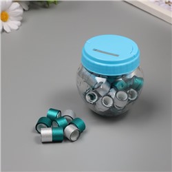 Клейкая лента пластик в банке «Глори. Серебро, голубой», набор 40 шт., 1.2 см, дл.0.9 м, 7×7×9 см