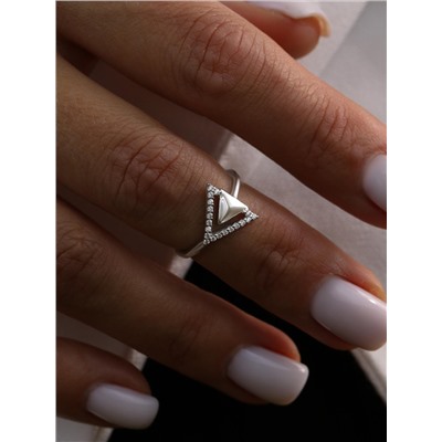 Кольцо из серебра с фианитами родированное - Треугольник 925 пробы к-7273р200