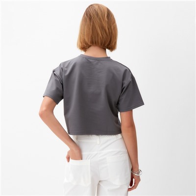 Футболка женская укороченная MINAKU OVERSIZE FIT, цвет графит, размер 48