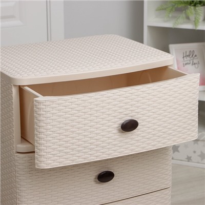 УЦЕНКА Комод 4-х секционный 55.5×44.5×87.5 см «Плетенка», цвет слоновая кость