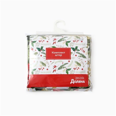 Комплект штор для кухни с подхватами «Доляна. Праздничные украшения», 2 шт., белые, 145×180 см