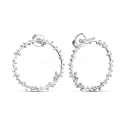 Серьги-пусеты из серебра родированные - Круги, веточки 925 пробы пс-050р