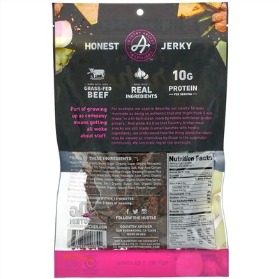Country Archer Jerky, Beef Jerky, Teriyaki, 7 oz (198 g)