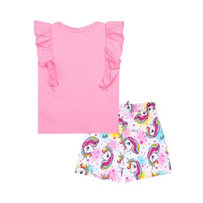 Комплект трикотажный для девочек: фуфайка (футболка), шорты