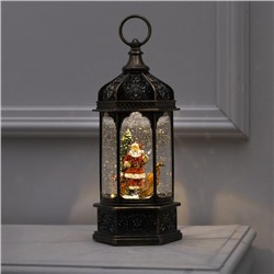 Светодиодная фигура «Фонарь с Дедом Морозом» 11.2×18.5×11.2 см, пластик, от батареек ААх3, USB, свечение тёплое белое