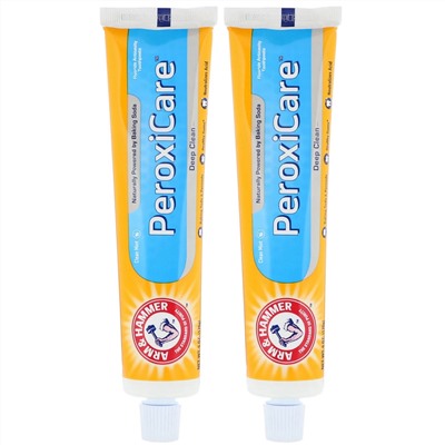 Arm & Hammer, PeroxiCare, Deep Clean, Fluoride Anticavity Toothpaste, Clean Mint, Twin Pack, 6.0 oz (170 g) Each