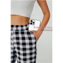 Брюки палаццо домашние широкие красная клетка НАТАЛИ, 1119765