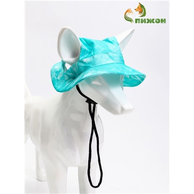 Панама для собак и кошек, размер M, ОГ - 35 см, вес 7-15 кг, бирюзовая