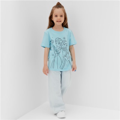 Футболка для девочки KAFTAN «Принцессы», бирюзовый, размер 30, рост 98-104 см