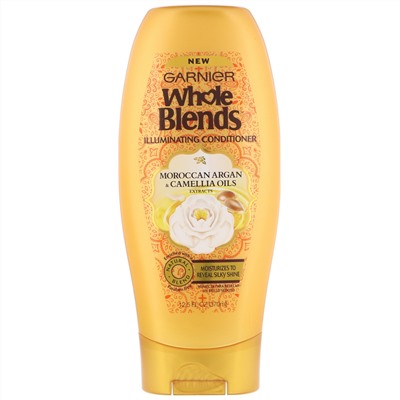 Garnier, Whole Blends, кондиционер для придания блеска, «Экстракты масел камелии и марокканской арганы», 370 мл