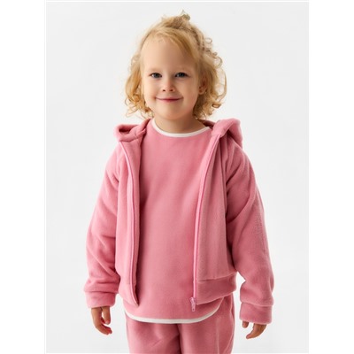 Толстовка флисовая детская MINAKU: Fleece Soft, розовая, рост 110 см