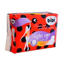 Прокладки "BIBI" Night Dry, 6 капель,  7 шт.