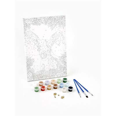 Картина по номерам на новый год на холсте с подрамником «Любопытный олень», 20×30 см