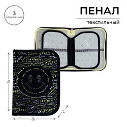 Пенал школьный, 3 секции, 14×21×4 см, School