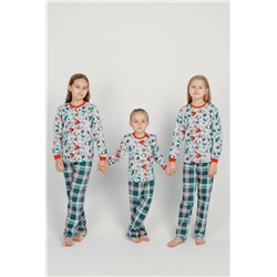 Пижама детская новогодняя бирюзовый с брюками (Бирюзовый)