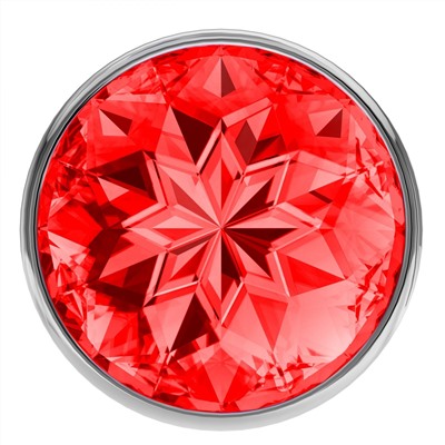 Малая серебристая анальная пробка Diamond Red Sparkle Small с красным кристаллом - 7 см.
