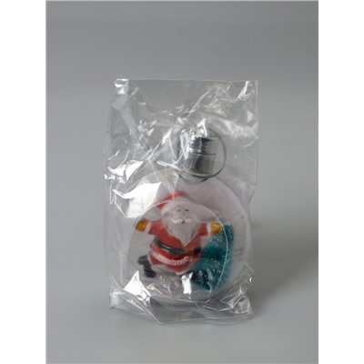 Ёлочный шар «Дед Мороз», 5 LED, от батареек, свечение тёплое белое