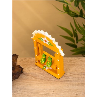 Сувенир «Лягушата на качелях», 10×3.5×15 см, дерево, оранжевый