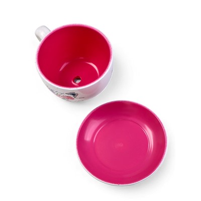 Горшок для цветов «Эмма», 1.3 л, 19×15×10 см, керамика, с поддоном, белый, розовый, Greengo