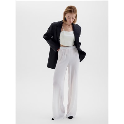 Брюки женские палаццо из шифона MINAKU: Casual Collection, белые, размер 50