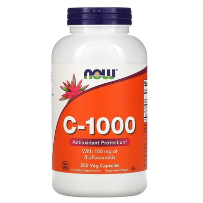 Now Foods, C-1000, со 100 мг биофлавоноидов, 250 растительных капсул