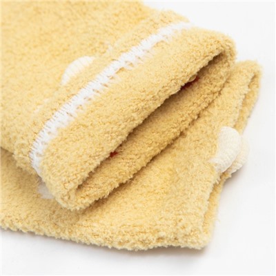 Носки детские махровые со стопперами MINAKU: Cozy Winter, жёлтые, размер 10-12